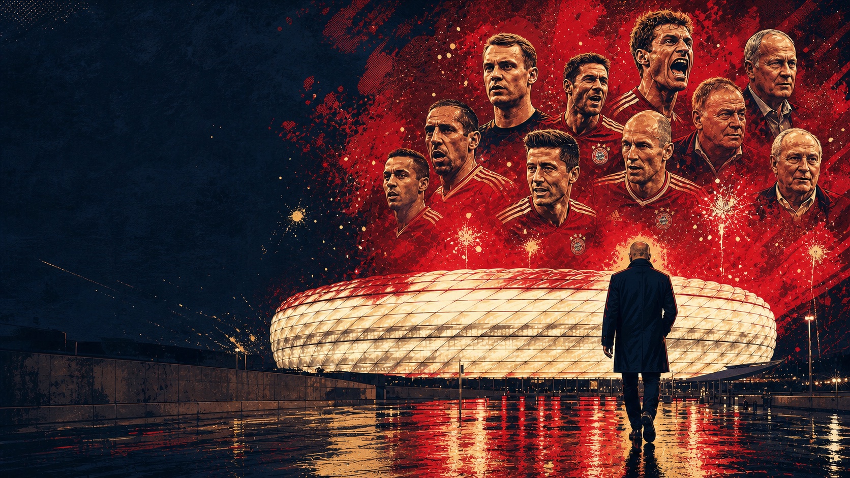 Pep Guardiola walking towards the Allianz Arena